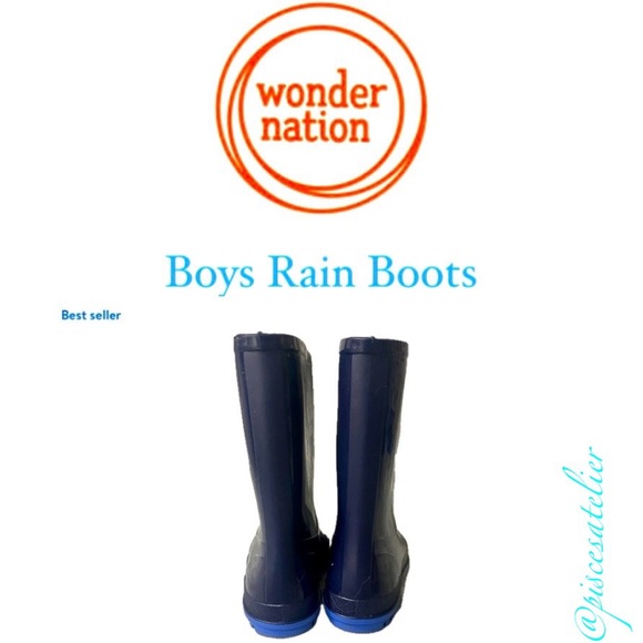Wonder Nation Boys Rain Boots -Navy, Little Kids Size 13-1 - Picture 9 of 13